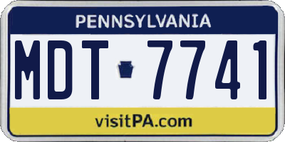 PA license plate MDT7741