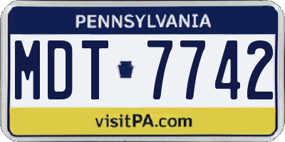 PA license plate MDT7742