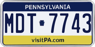 PA license plate MDT7743