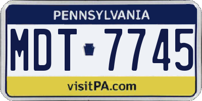 PA license plate MDT7745