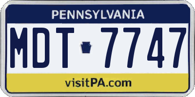 PA license plate MDT7747