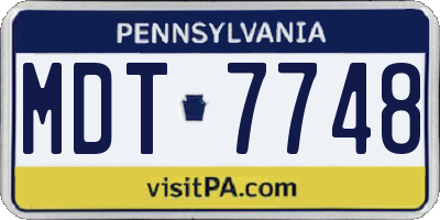 PA license plate MDT7748