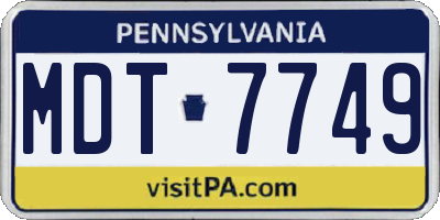 PA license plate MDT7749