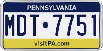 PA license plate MDT7751