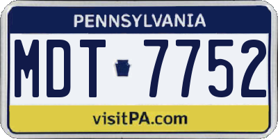 PA license plate MDT7752