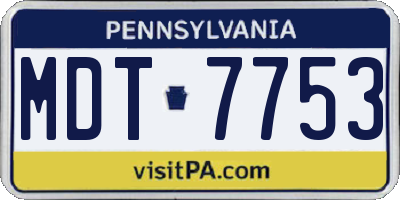 PA license plate MDT7753