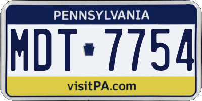 PA license plate MDT7754