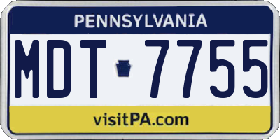 PA license plate MDT7755