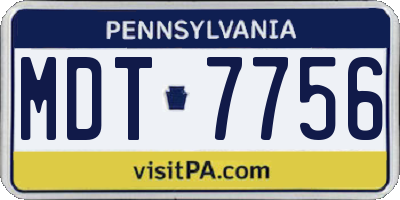 PA license plate MDT7756