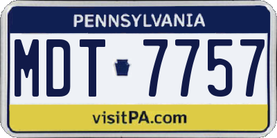 PA license plate MDT7757