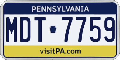 PA license plate MDT7759