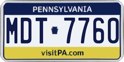 PA license plate MDT7760