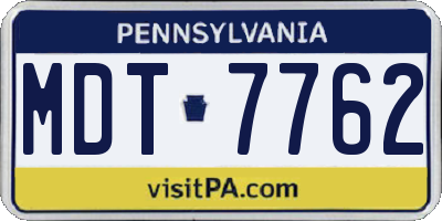 PA license plate MDT7762