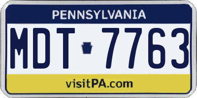 PA license plate MDT7763