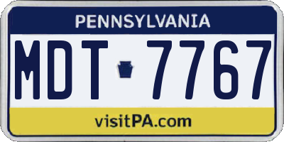 PA license plate MDT7767