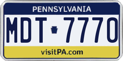 PA license plate MDT7770