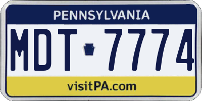 PA license plate MDT7774