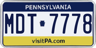 PA license plate MDT7778