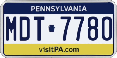 PA license plate MDT7780