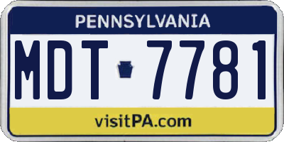 PA license plate MDT7781