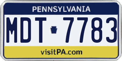 PA license plate MDT7783