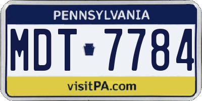 PA license plate MDT7784