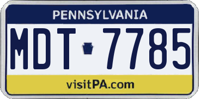 PA license plate MDT7785
