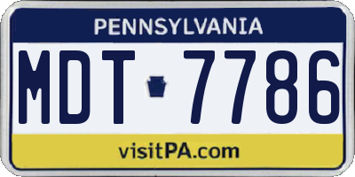 PA license plate MDT7786