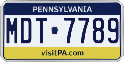 PA license plate MDT7789