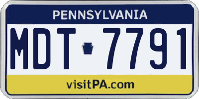 PA license plate MDT7791
