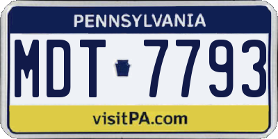 PA license plate MDT7793