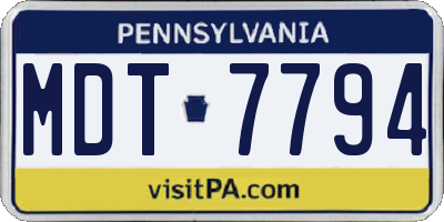 PA license plate MDT7794