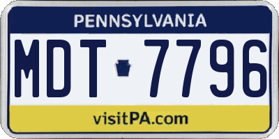 PA license plate MDT7796
