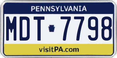 PA license plate MDT7798