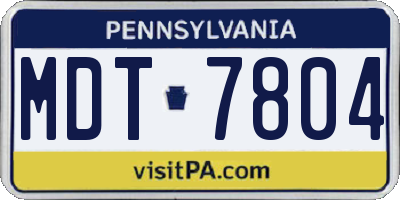 PA license plate MDT7804