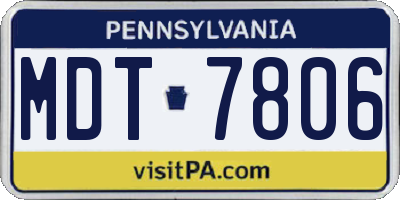 PA license plate MDT7806
