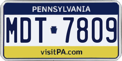 PA license plate MDT7809