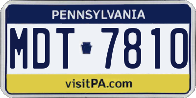 PA license plate MDT7810