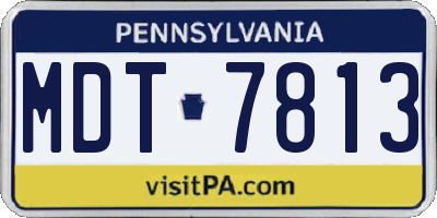 PA license plate MDT7813