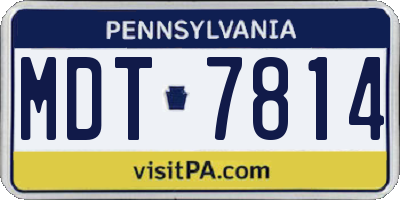 PA license plate MDT7814