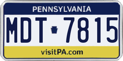 PA license plate MDT7815