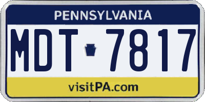 PA license plate MDT7817