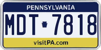 PA license plate MDT7818