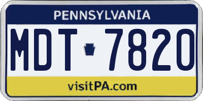 PA license plate MDT7820