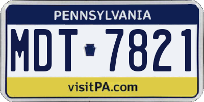 PA license plate MDT7821
