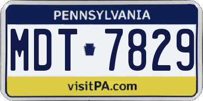 PA license plate MDT7829