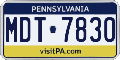 PA license plate MDT7830