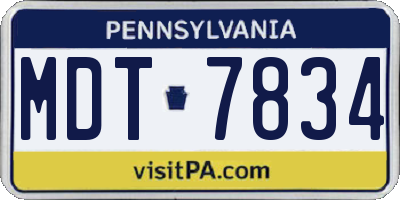PA license plate MDT7834