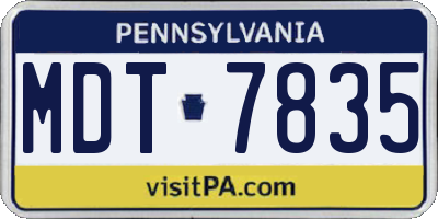 PA license plate MDT7835