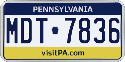 PA license plate MDT7836